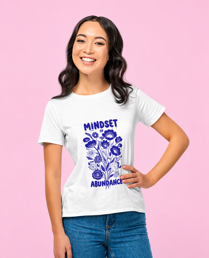 Mindset & Abundance Graphic T-Shirt for Women | Minimal Aesthetic Tee by Pd Clori