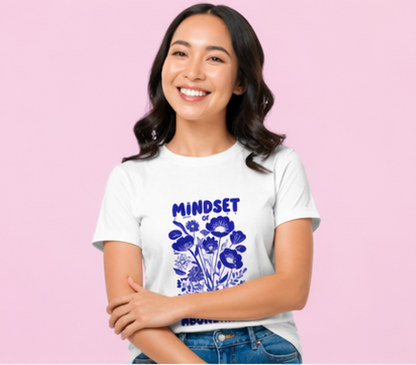 Mindset & Abundance Graphic T-Shirt for Women | Minimal Aesthetic Tee by Pd Clori