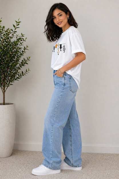 Minimal Graphic White T-Shirt for Women