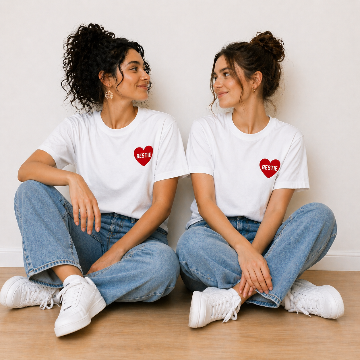 Bestie Heart Graphic T-Shirts – Minimal Matching Style by Pd Clori