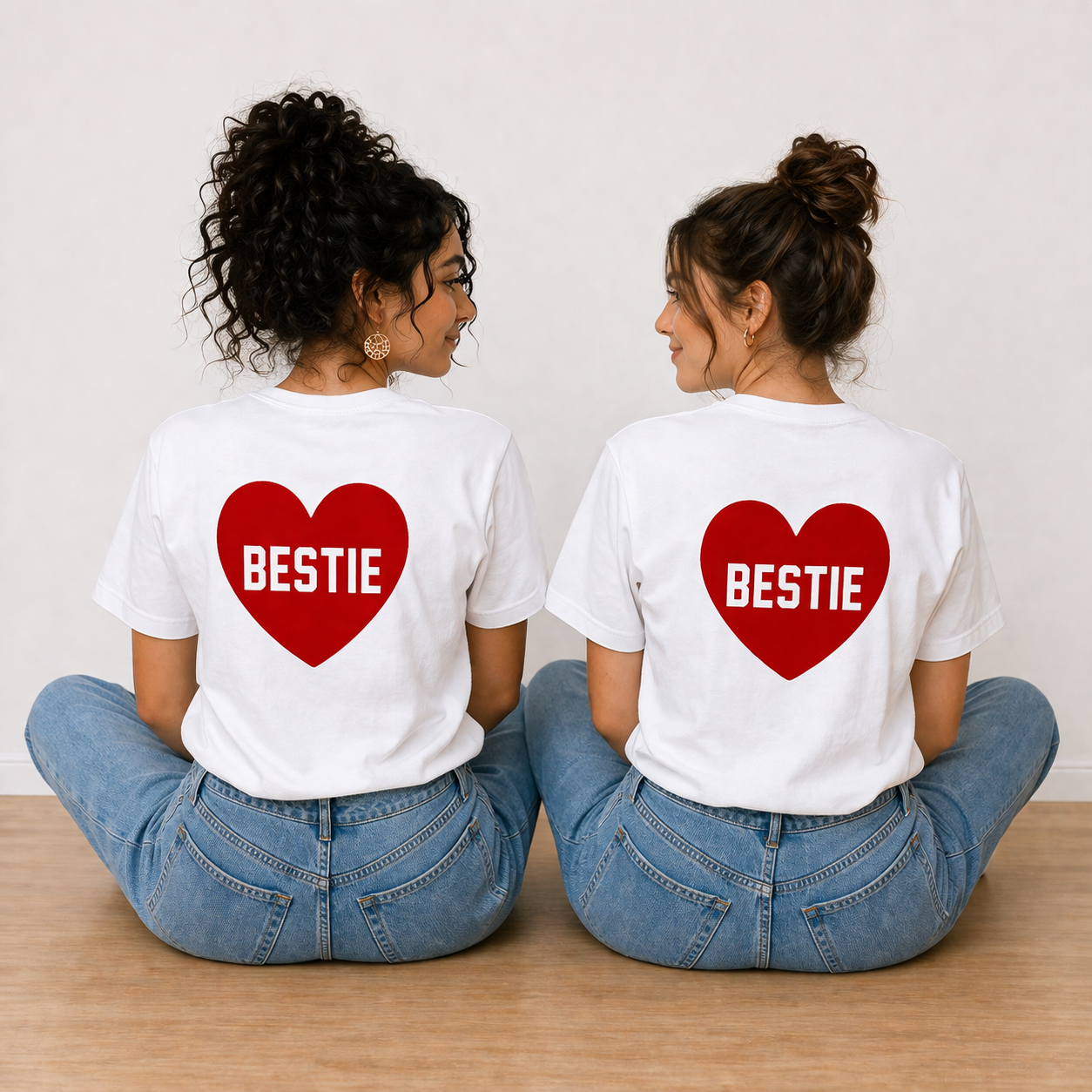 Bestie Heart Graphic T-Shirts – Minimal Matching Style by Pd Clori