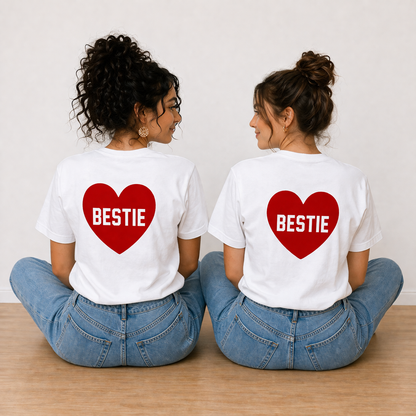 Bestie Heart Graphic T-Shirts – Minimal Matching Style by Pd Clori