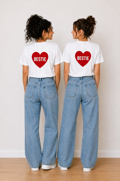 Bestie Heart Graphic T-Shirts – Minimal Matching Style by Pd Clori