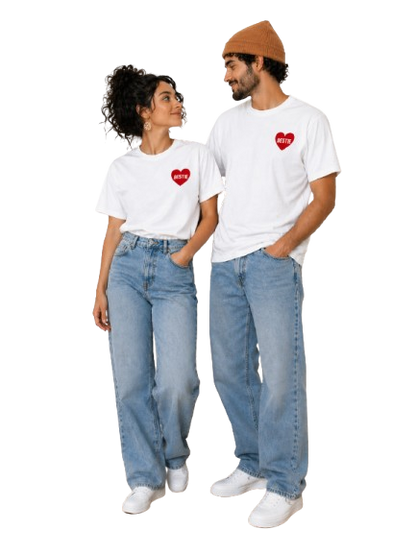 Couple Heart Graphic T-Shirts – Minimal Love Statement by Pd Clori