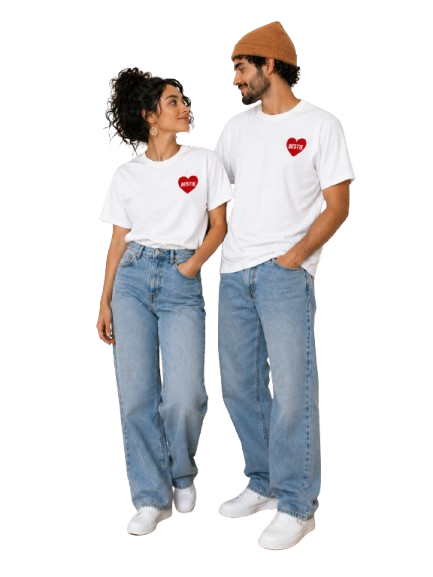 Couple Heart Graphic T-Shirts – Minimal Love Statement by Pd Clori