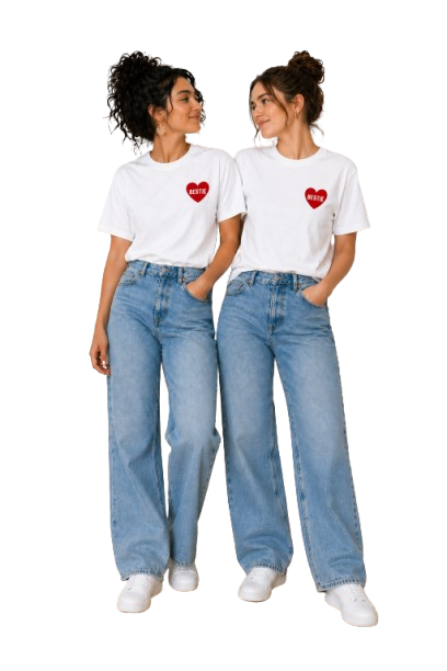 Bestie Heart Graphic T-Shirts – Minimal Matching Style by Pd Clori