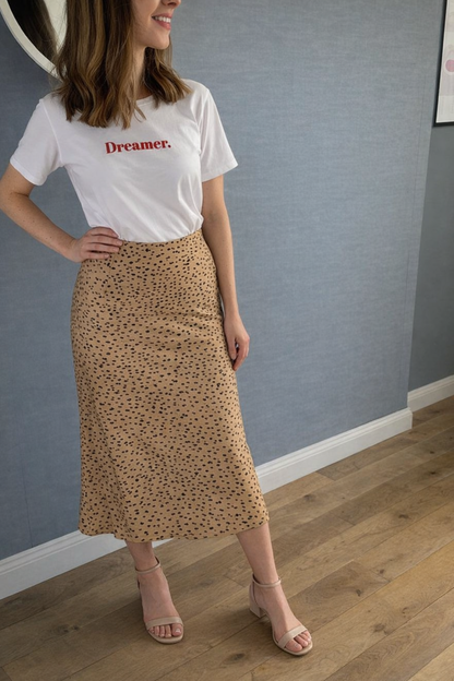 Dreamer Printed White Cotton T-Shirt for Women | Minimalist Aesthetic Tee
