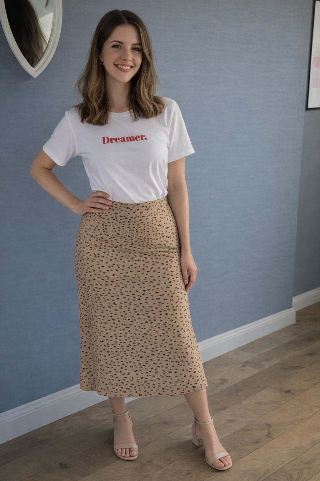 Dreamer Printed White Cotton T-Shirt for Women | Minimalist Aesthetic Tee