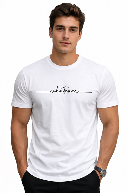 Men’s Black “Whatever” Printed T-Shirt – Regular Fit Cotton Tee