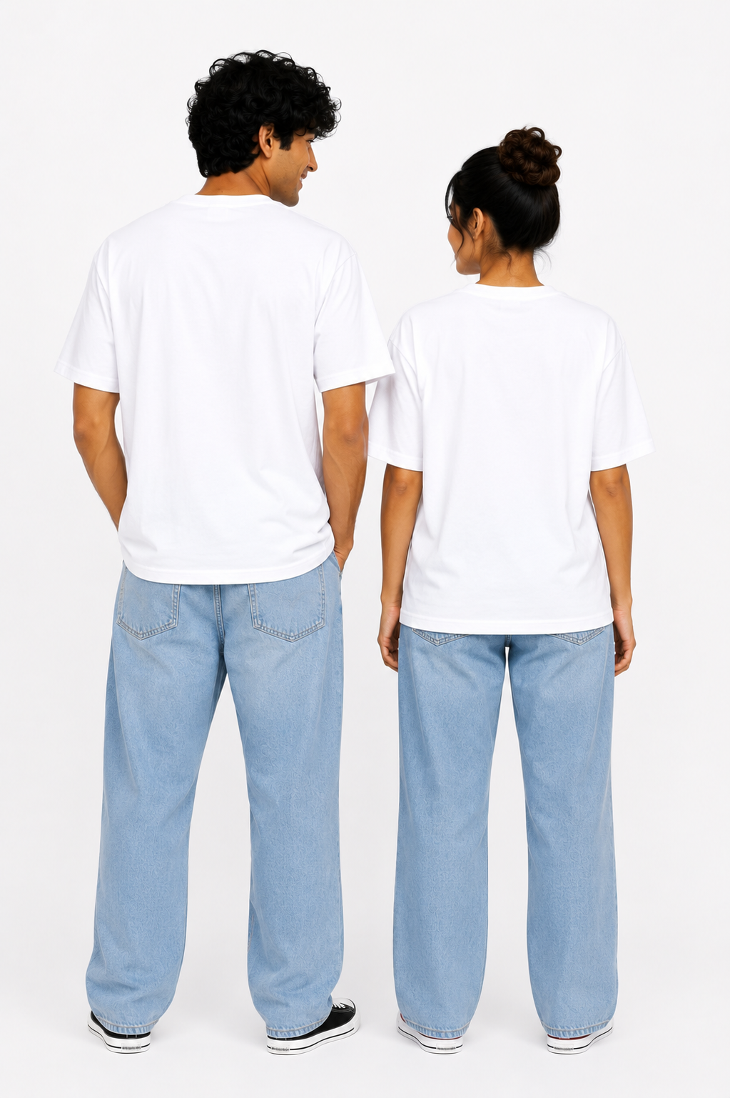 Matching Couple “Hello” Printed T-Shirts – White Unisex Couple Tees