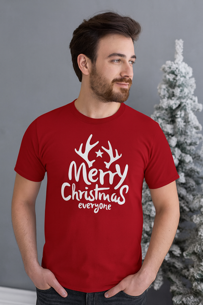 Merry Christmas Graphic Print T-Shirt for Men – Festive Cotton Tee
