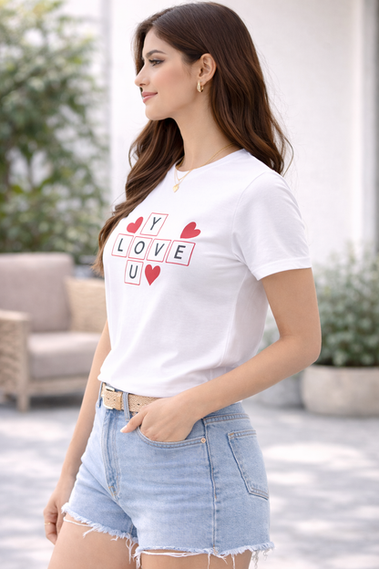 You Love – Women’s Graphic White T-Shirt