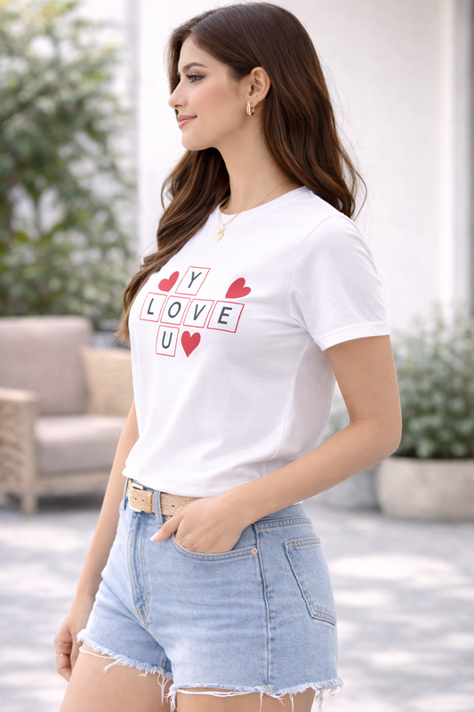 You Love – Women’s Graphic White T-Shirt
