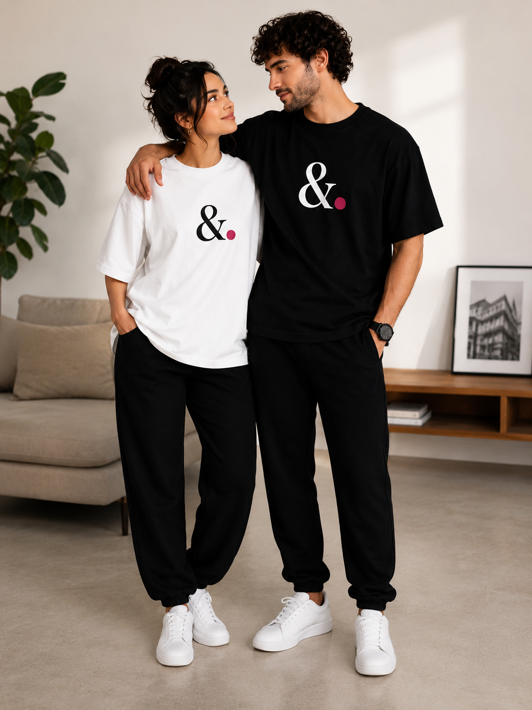 Minimalist Ampersand (&.) Matching Couple T-Shirts