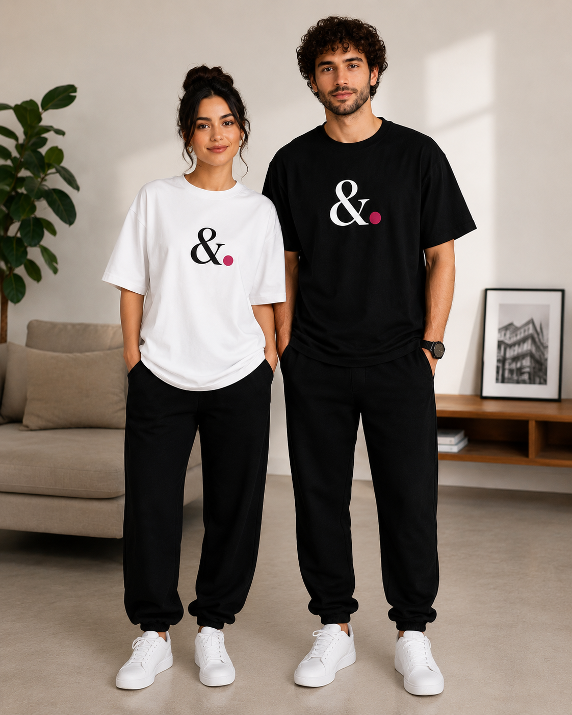 Minimalist Ampersand (&.) Matching Couple T-Shirts