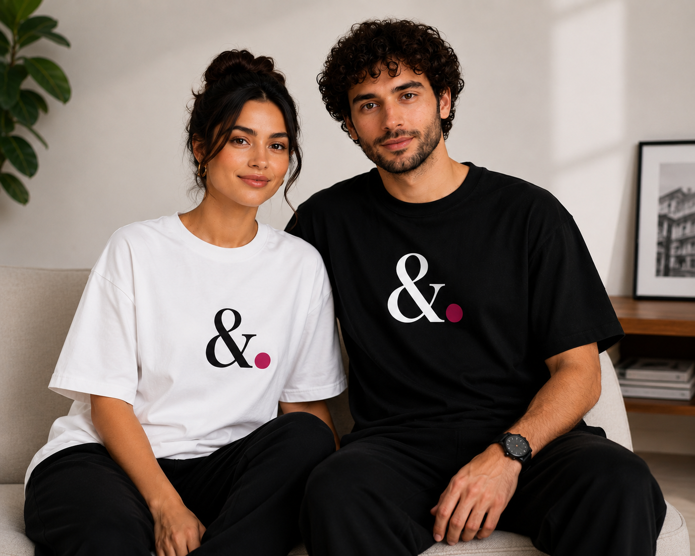 Minimalist Ampersand (&.) Matching Couple T-Shirts