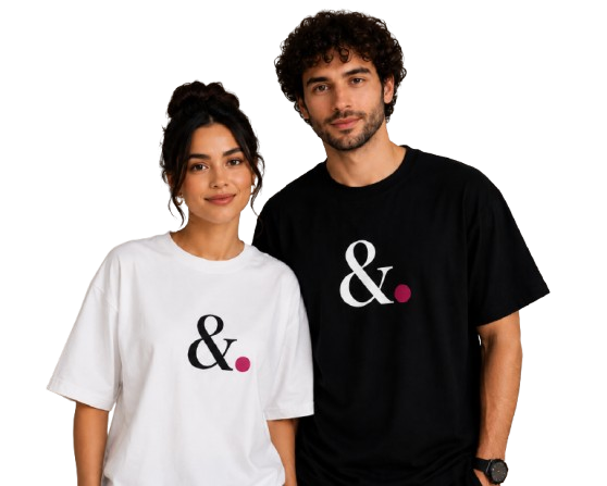 Minimalist Ampersand (&.) Matching Couple T-Shirts