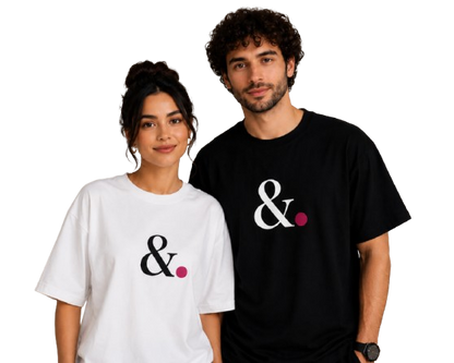 Minimalist Ampersand (&.) Matching Couple T-Shirts