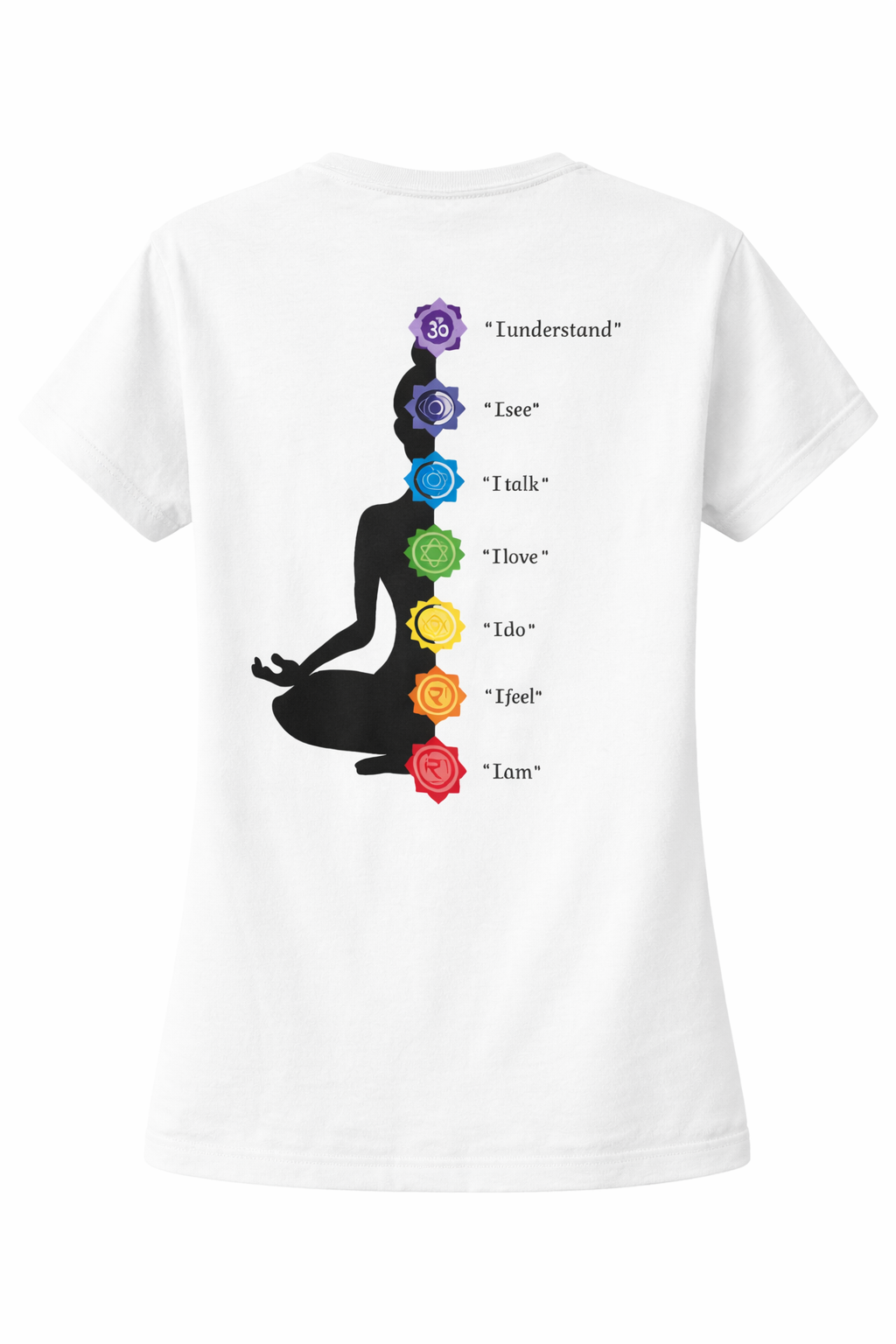 Pd Clori Chakra Meditation T-Shirt | Spiritual Yoga Graphic Tee | Front & Back Print White Cotton T-Shirt