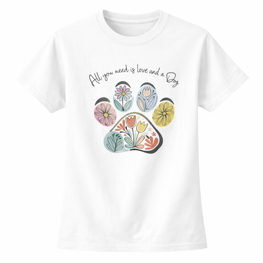 Pd Clori Positive Vibes Paw T-Shirt | Colorful Artistic Graphic Tee | Premium White Cotton T-Shirt