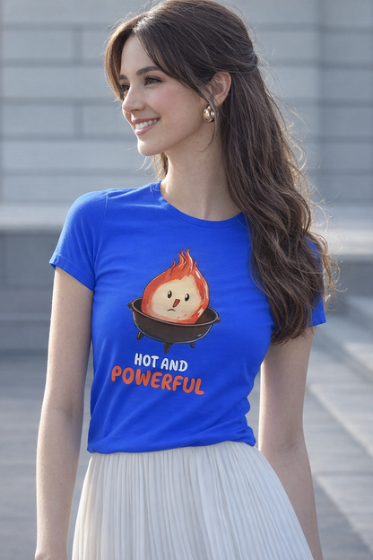 Hot and Powerful Flame Graphic Print Women’s T-Shirt – Bold Cotton Casual Tee