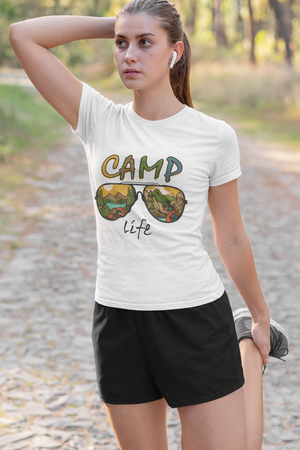Pd Clori Camp Life T-Shirt | Adventure Nature Graphic Tee | Premium White Cotton T-Shirt