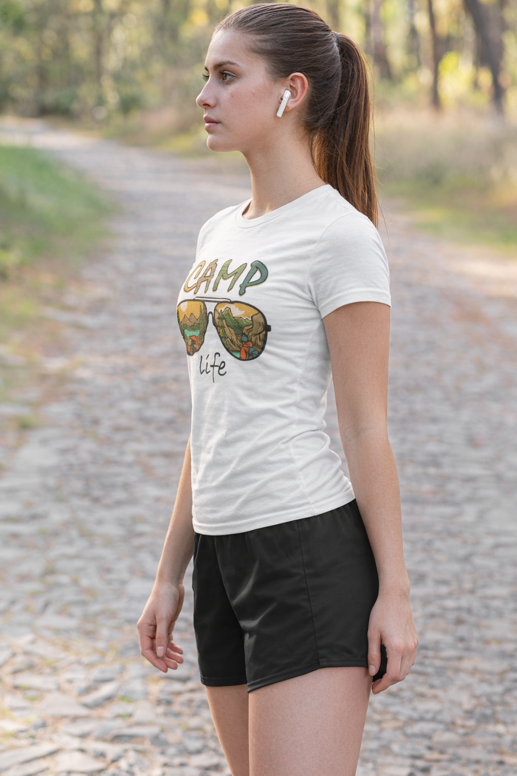 Pd Clori Camp Life T-Shirt | Adventure Nature Graphic Tee | Premium White Cotton T-Shirt