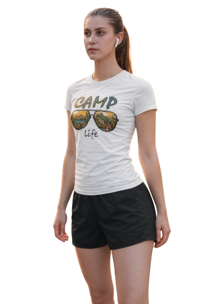 Pd Clori Camp Life T-Shirt | Adventure Nature Graphic Tee | Premium White Cotton T-Shirt