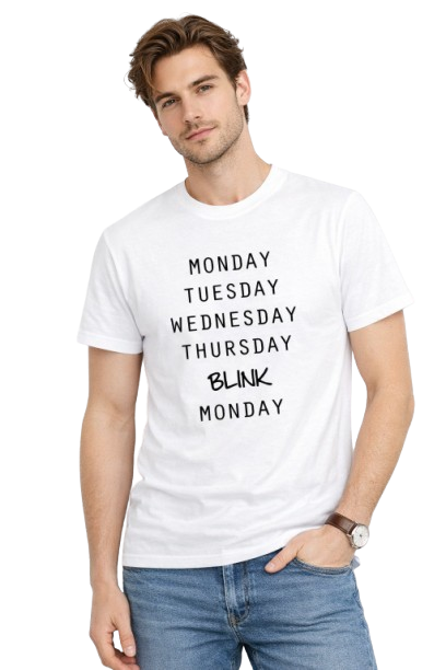 Pd Clori Blink Week Typography T-Shirt | Minimal Funny Graphic Tee