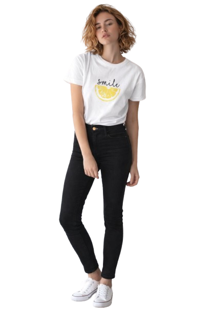 Pd Clori Smile Minimal Graphic T-Shirt | Cute Aesthetic White Tee for Women
