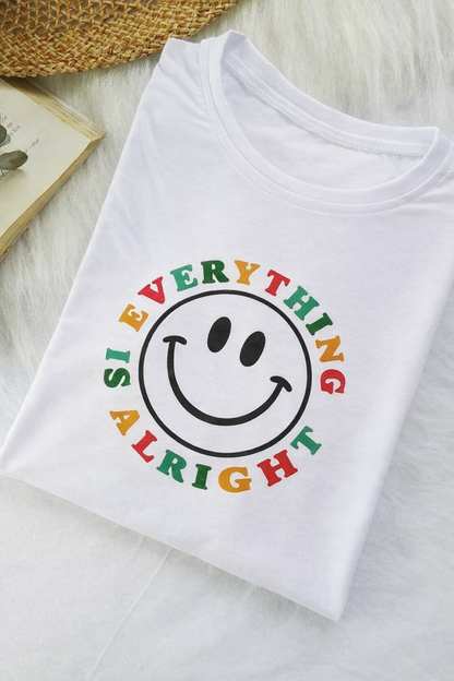 Everything Is Alright – Smiley Graphic Tee for Women