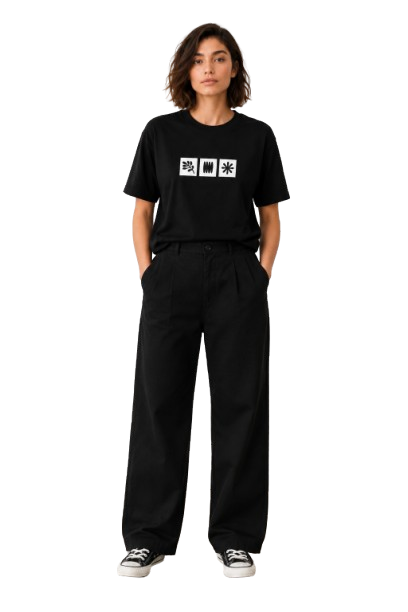 Black Minimal Abstract Graphic T-Shirt for Women | Aesthetic Casual Tee by Pd Clori