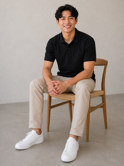 Classic Black Polo T-Shirt for Men | Smart Casual Collared Cotton Polo Tee