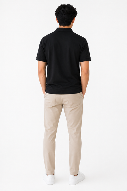 Classic Black Polo T-Shirt for Men | Smart Casual Collared Cotton Polo Tee