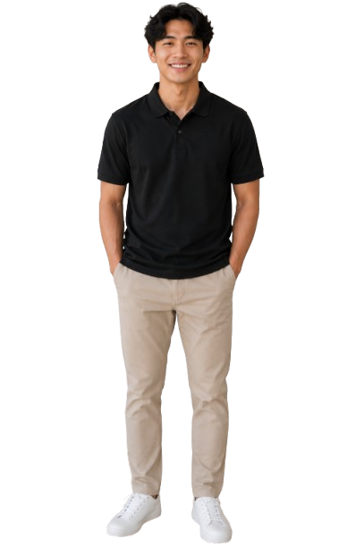 Classic Black Polo T-Shirt for Men | Smart Casual Collared Cotton Polo Tee