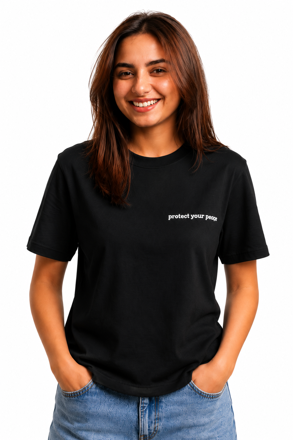 Protect Your Peace Graphic T-Shirt for Women | Minimalist Positive Quote Casual Tee