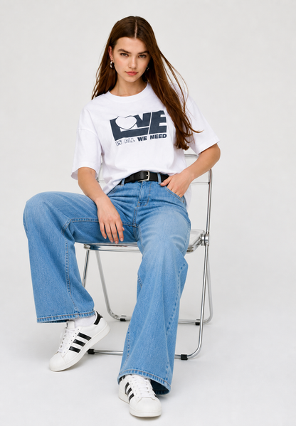 Pd Clori Love Is All We Need Oversized White T-Shirt for Women