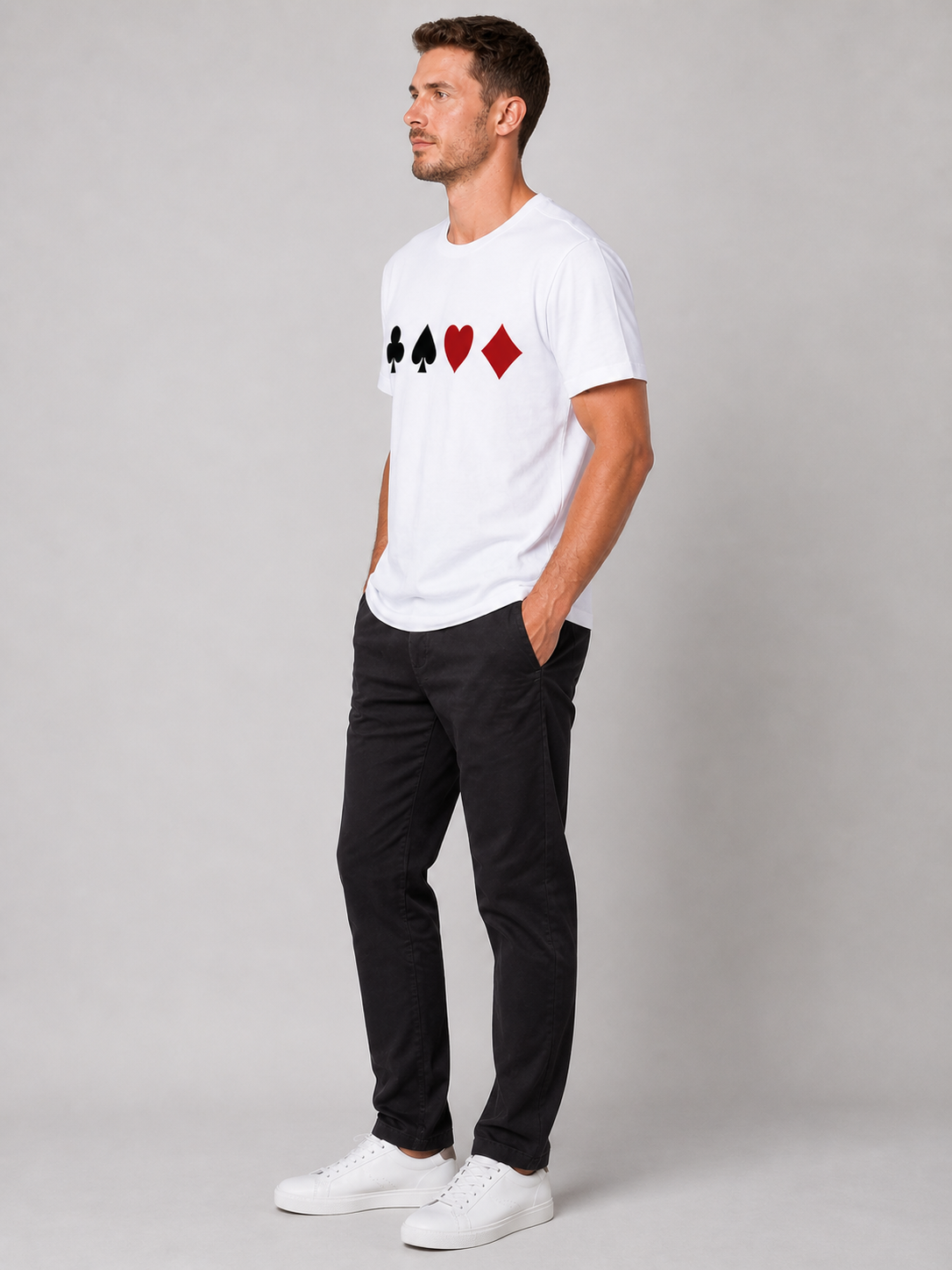 Pd Clori Playing Cards Graphic White T-Shirt for Men