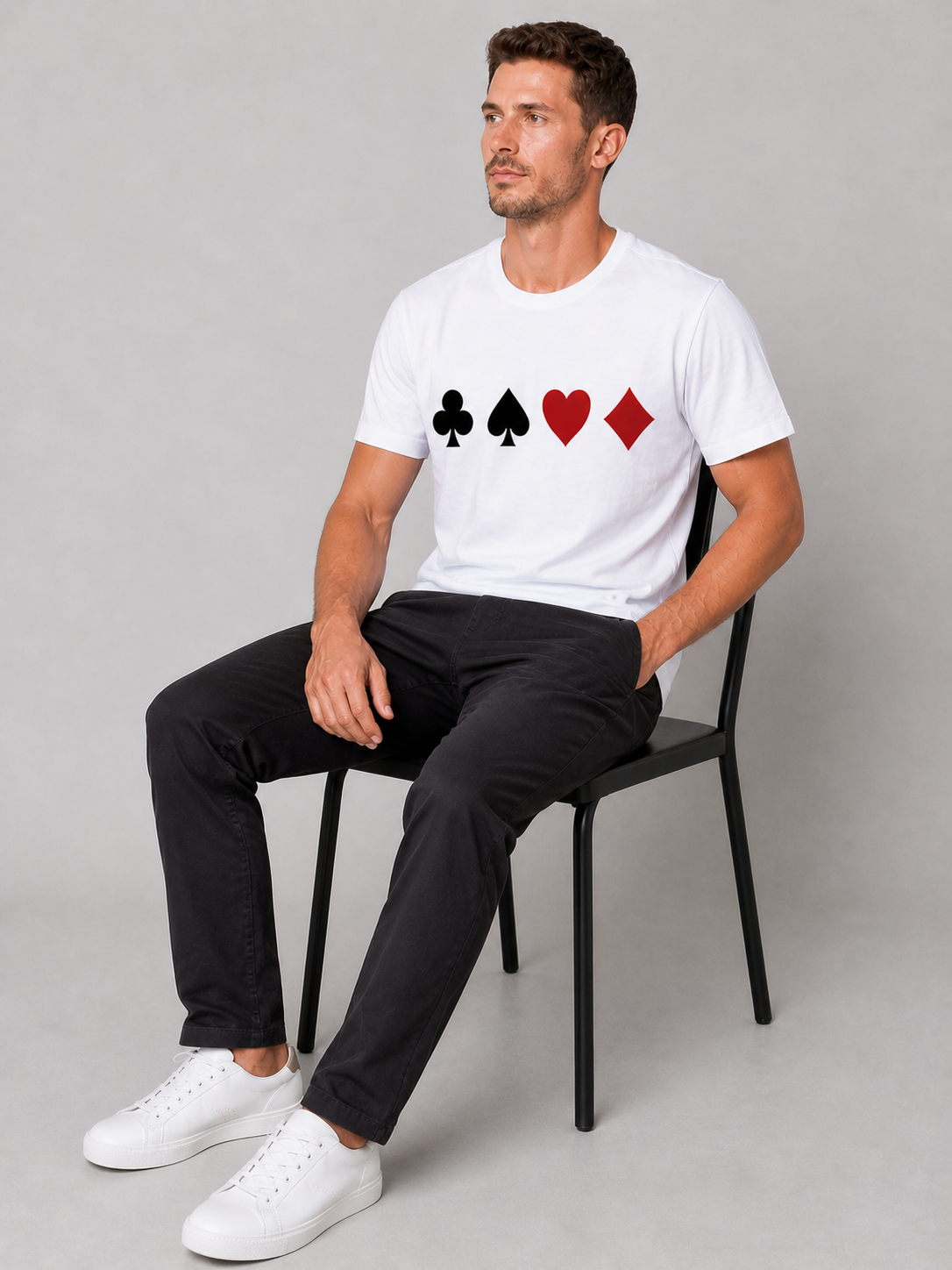 Pd Clori Playing Cards Graphic White T-Shirt for Men