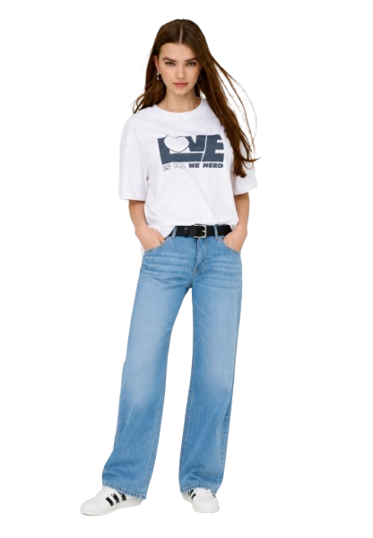 Pd Clori Love Is All We Need Oversized White T-Shirt for Women