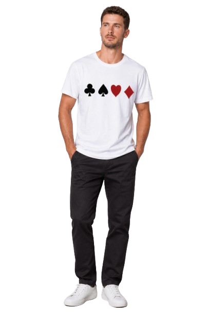 Pd Clori Playing Cards Graphic White T-Shirt for Men