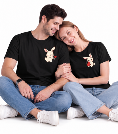 Cute Rabbit Couple Matching T-Shirts – Adorable Couple Tees
