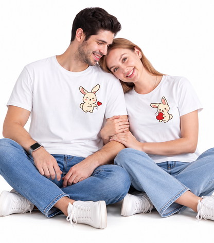 Cute Rabbit Couple Matching T-Shirts – Adorable Couple Tees