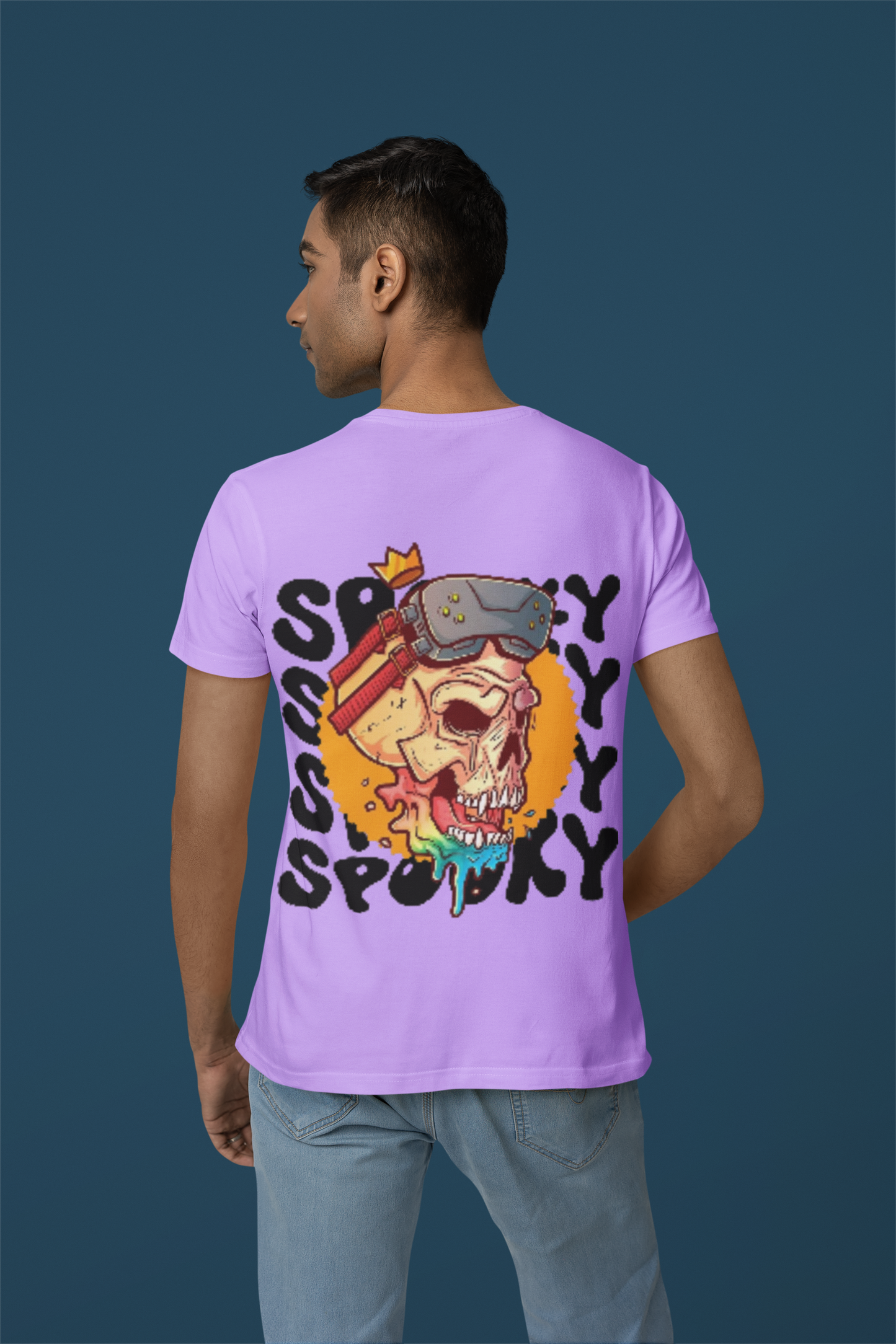 Spooky Skull Graphic Lavender T-Shirt for Men | Street Style Statement Tee by Pd Clori