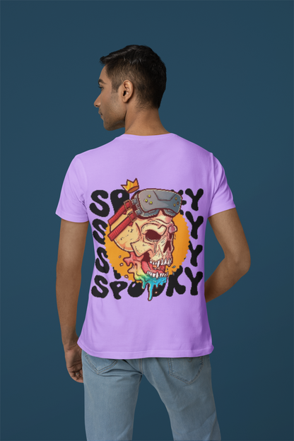 Spooky Skull Graphic Lavender T-Shirt for Men | Street Style Statement Tee by Pd Clori
