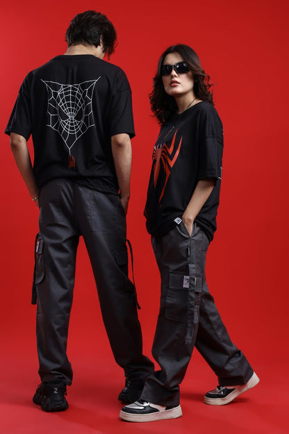 Unisex Oversized Spider Graphic T-Shirt – Black & Red | Streetwear Collection