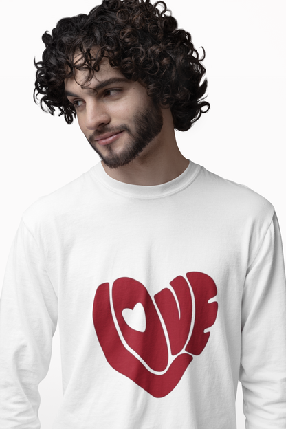 LOVE Graphic Print Men’s White T-Shirt – Minimal Cotton Casual Tee