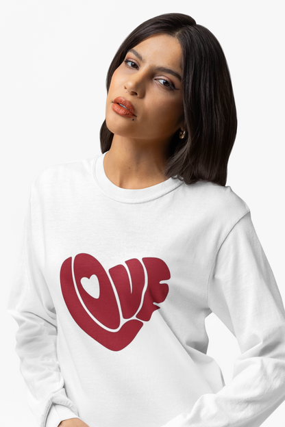 Women’s LOVE Graphic White Cotton T-Shirt | Casual Round Neck Tee