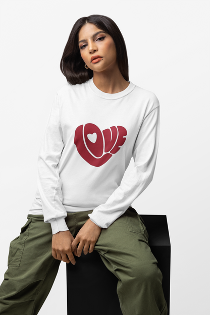 Women’s LOVE Graphic White Cotton T-Shirt | Casual Round Neck Tee
