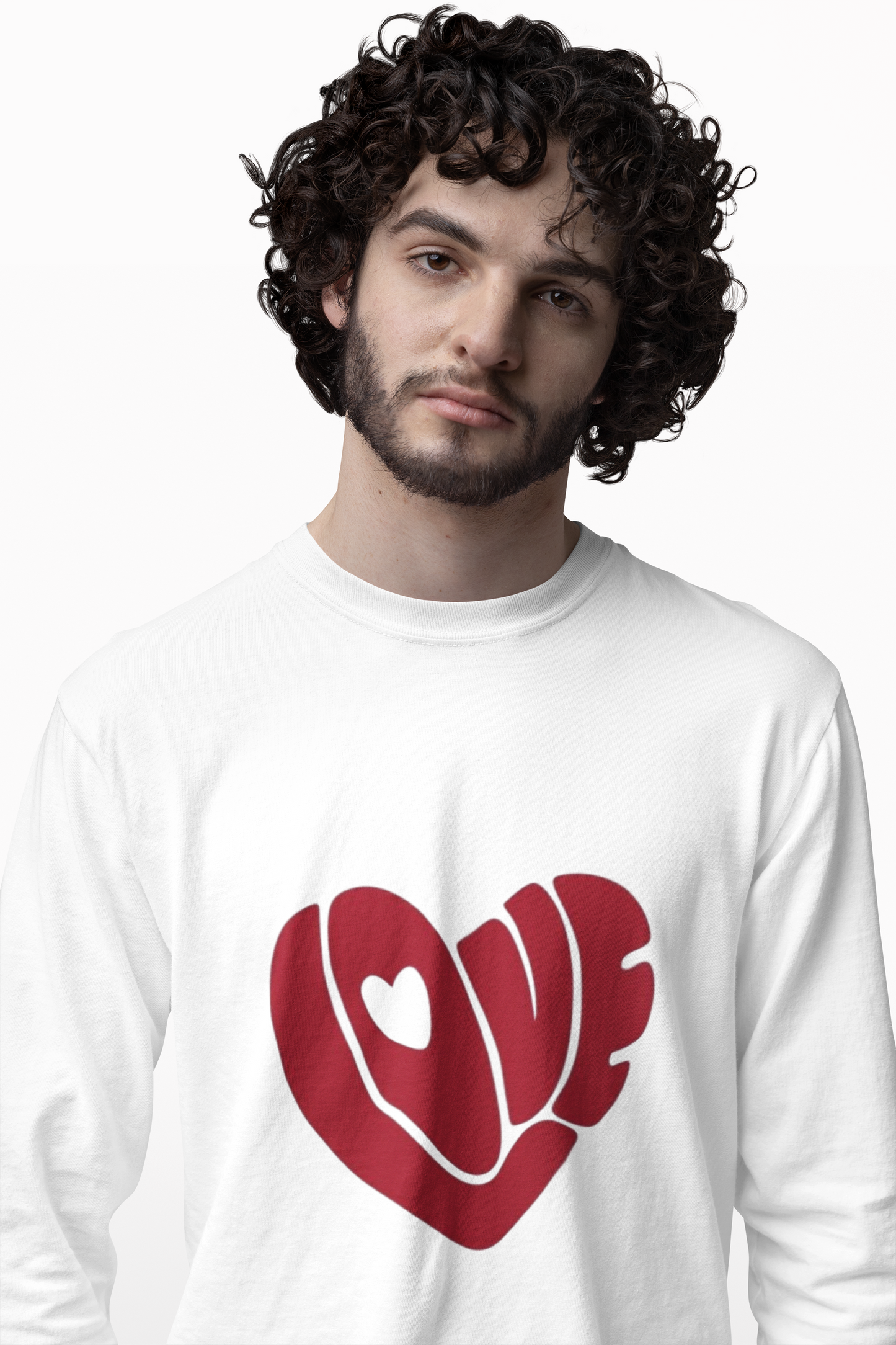 LOVE Graphic Print Men’s White T-Shirt – Minimal Cotton Casual Tee